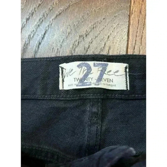 Free People Black washed Jeans Womens 27 High Rise Ripped Straight Leg - Picture 5 of 13